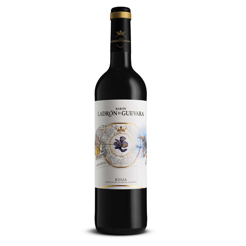 Este vino crianza de Rioja de la marca Barón Ladrón de Guevara está compuesto de un 95% de uva tempranillo y un 5% de mazuelo, lo que le permite un largo envejecimiento. 12 meses en barrica. Ideal para carnes, guisos y legumbres.