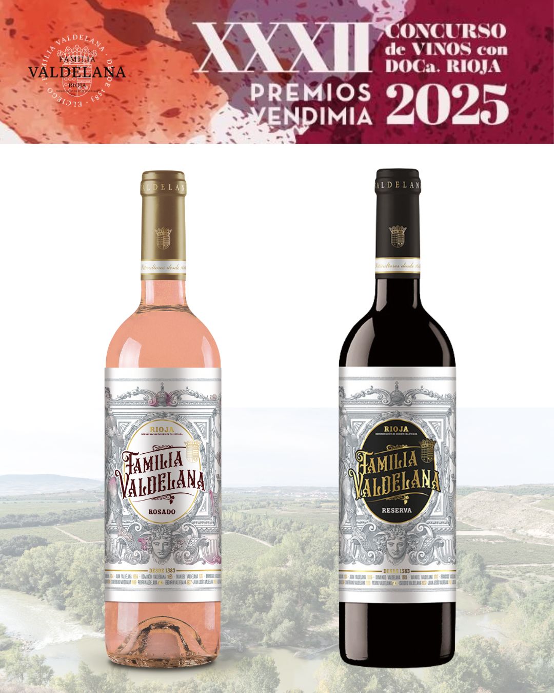 Premios vendimia 2025 Familia Valdelana Rosé y Reserva
